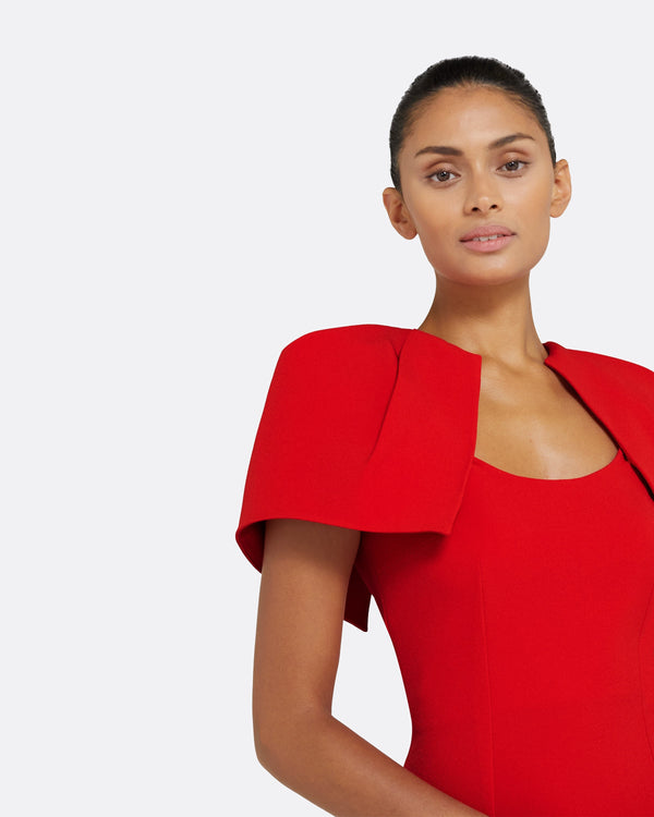 Safiyaa Blossom Midi Dress In Cherry Red