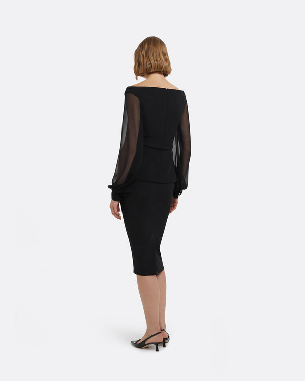 Safiyaa Breena Top In Black With Embellished Belt