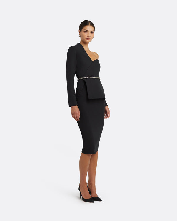 Safiyaa Brielle Black Top With Embroidered Belt