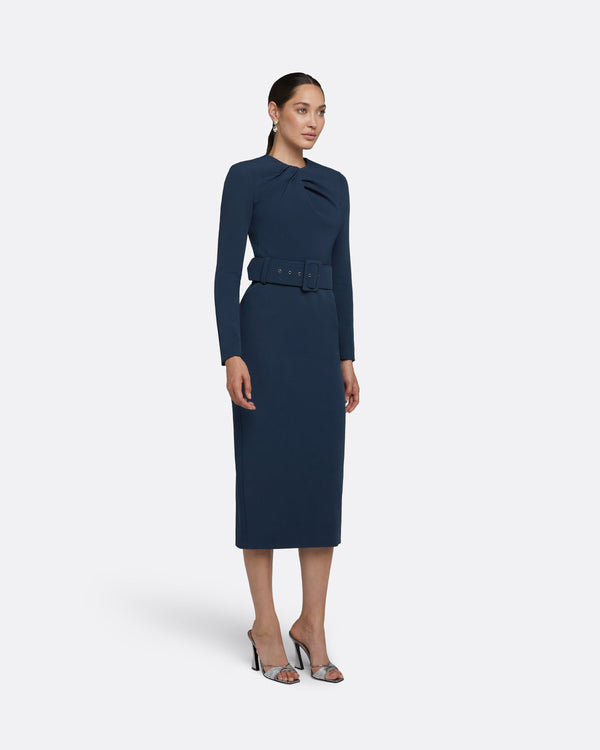 Safiyaa Brunna Ink Blue Midi Dress