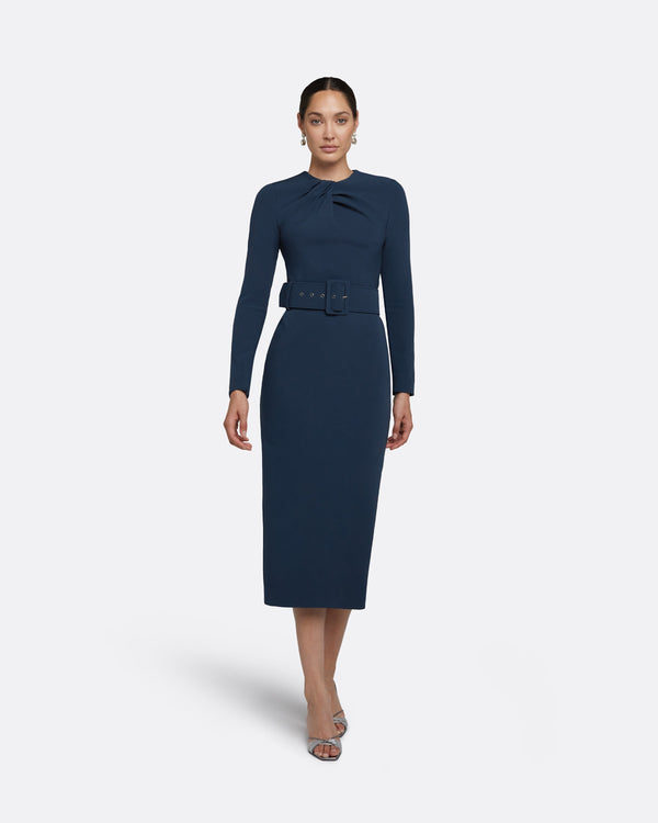 safiyaa Brunna Ink Blue Midi Dress