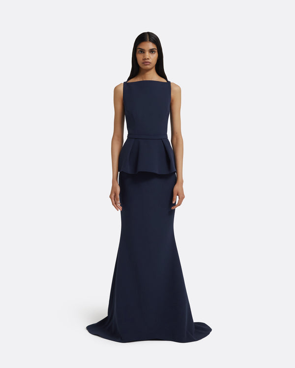 safiyaa Carter Long Dress in Maritime Blue
