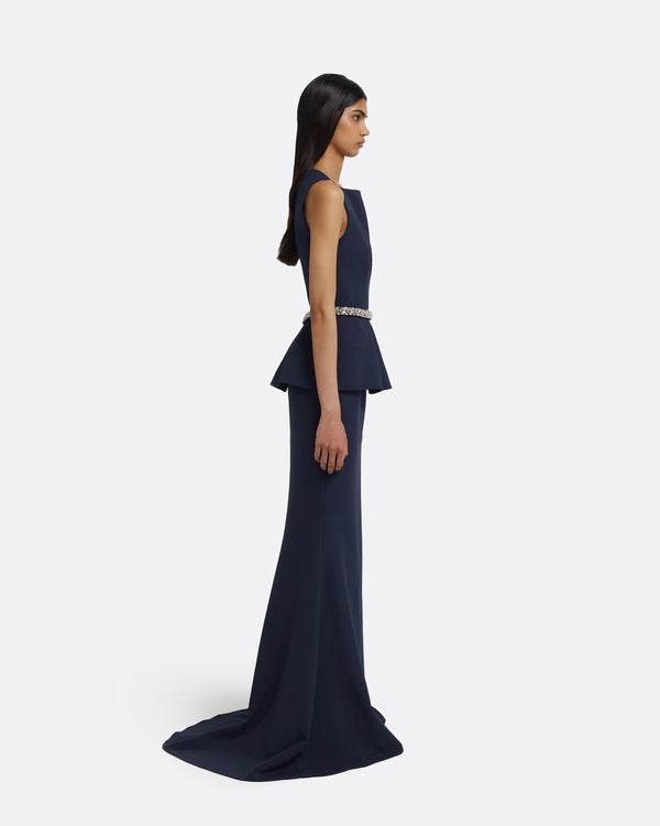 Safiyaa Carter Long Dress In Maritime With Crystal