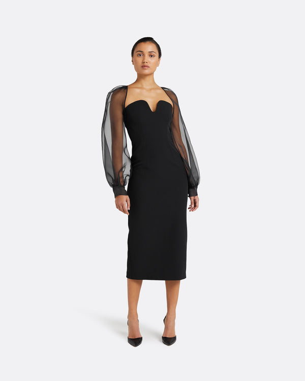 safiyaa Catalina Black Midi Dress