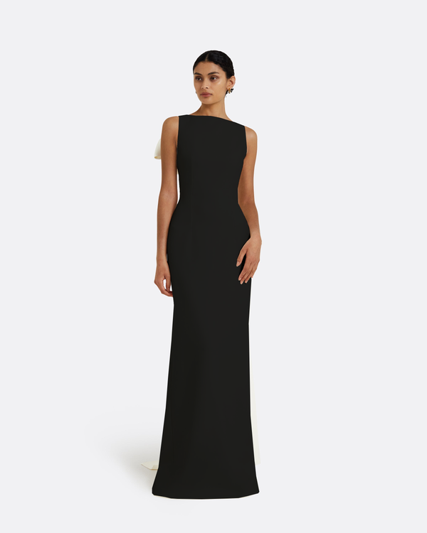 Safiyaa Celestia Black & Ivory Long Dress