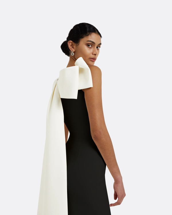 Safiyaa Celestia Black & Ivory Long Dress