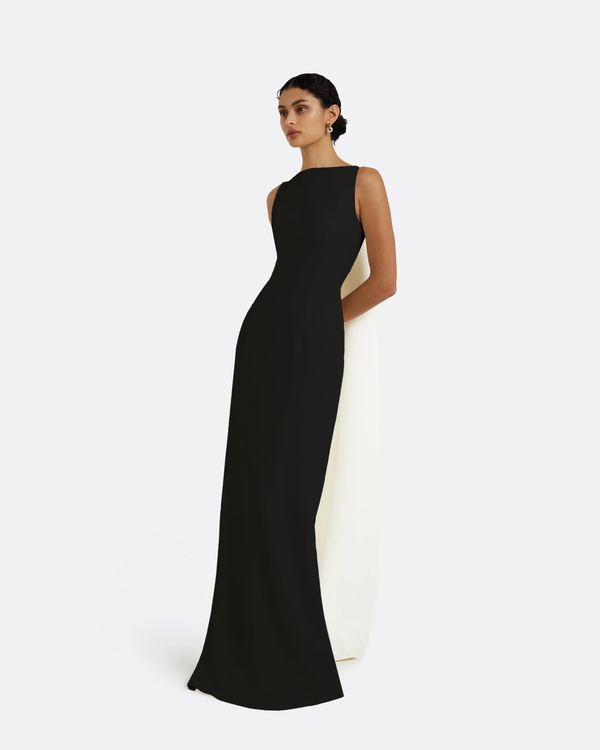 Safiyaa Celestia Black & Ivory Long Dress