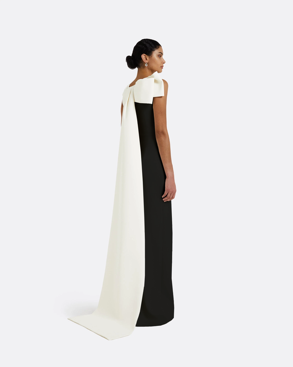 safiyaa Celestia Black & Ivory Long Dress