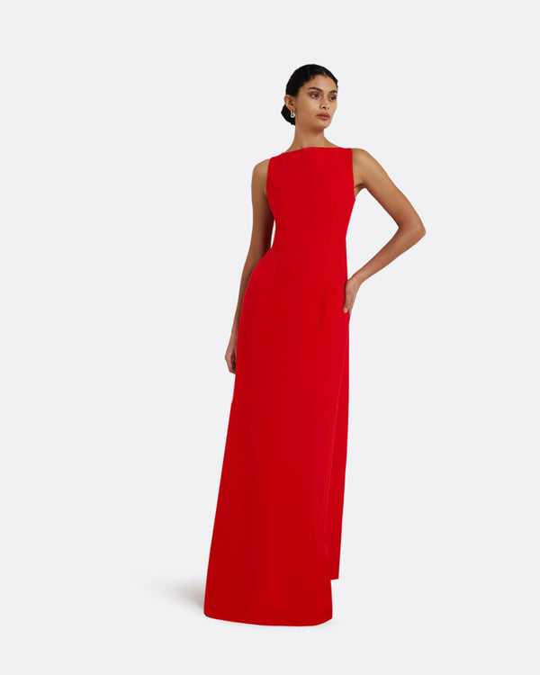 safiyaa Celestia Cherry Red Long Dress