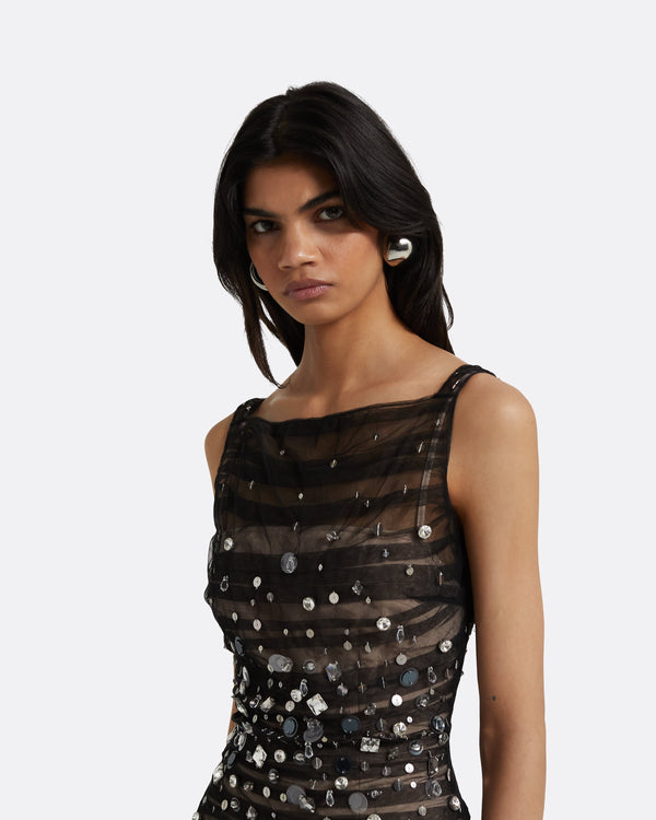 Safiyaa Ceren Black Midi Dress