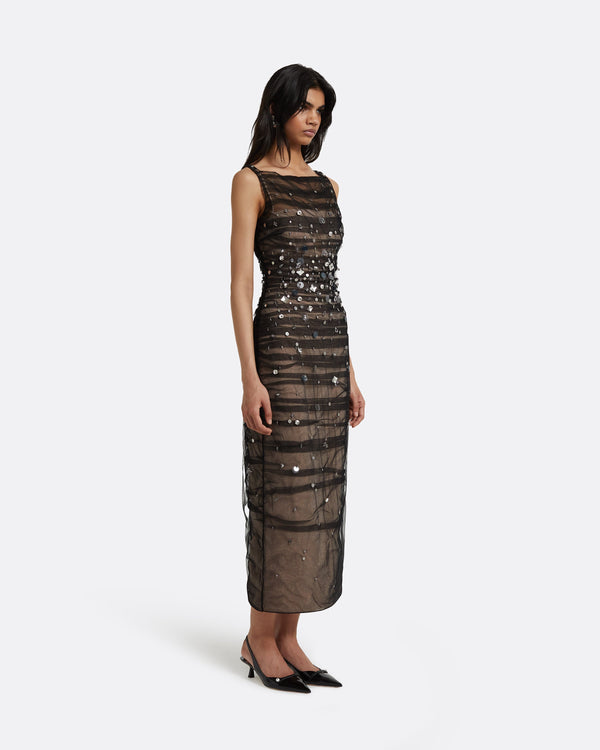 Safiyaa Ceren Black Midi Dress