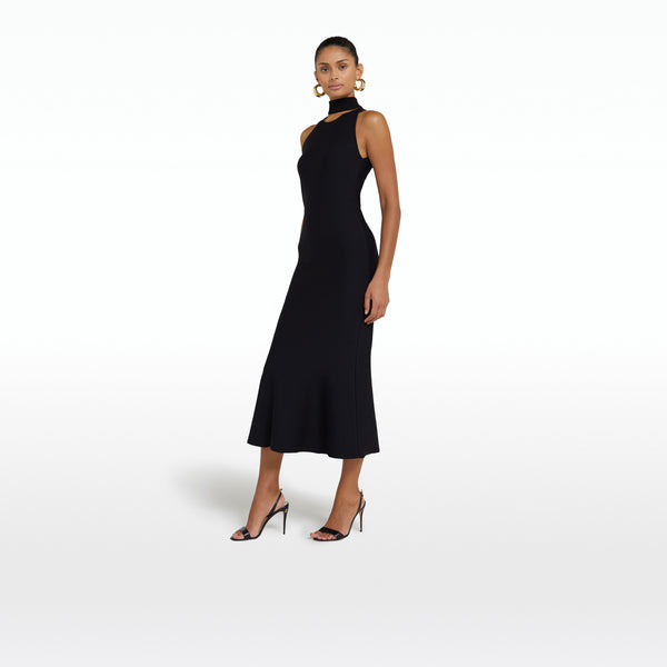 Safiyaa Chasca Black Knit Midi Dress