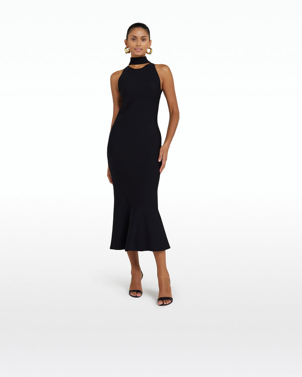 safiyaa Chasca Black Knit Midi Dress