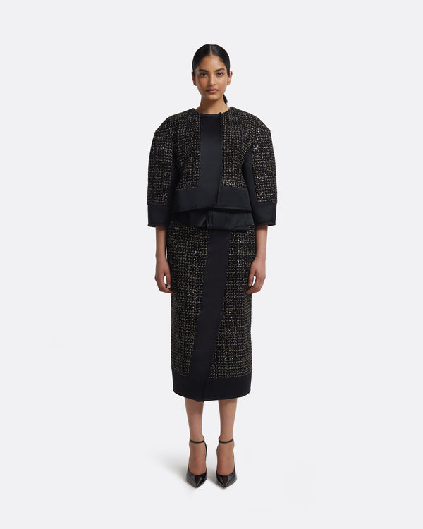 Safiyaa Chaya Jacket In Black On Black & Gold