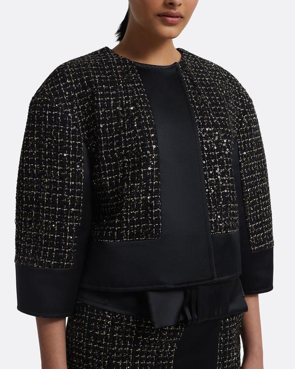 Safiyaa Chaya Jacket In Black On Black & Gold