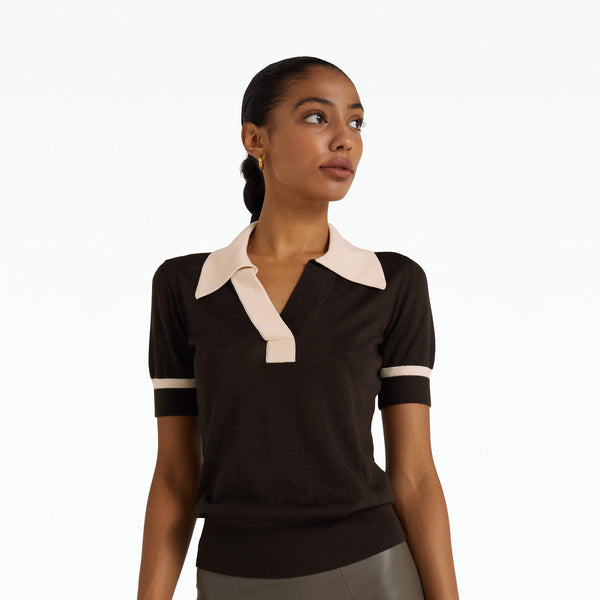 Safiyaa Cleo Dark Mocha & Powder Knit