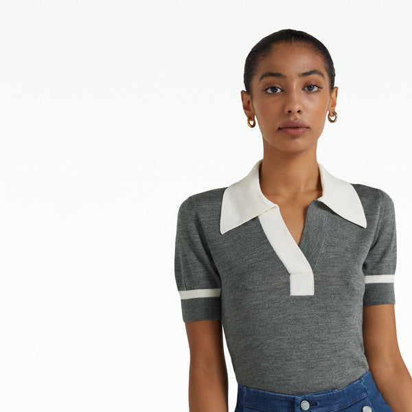 Safiyaa Cleo Stone Melange & Ivory Knit