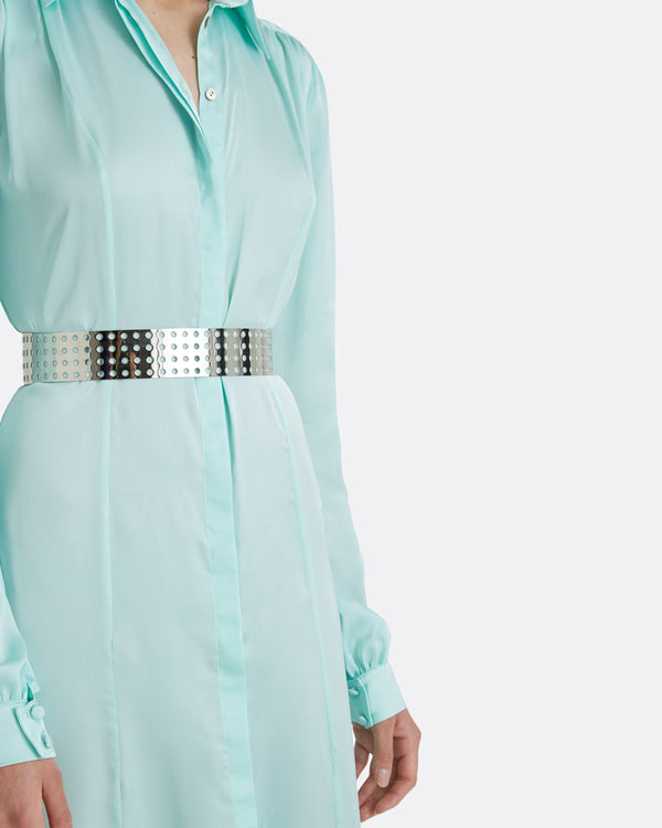 Safiyaa Clio Silver Metal Belt