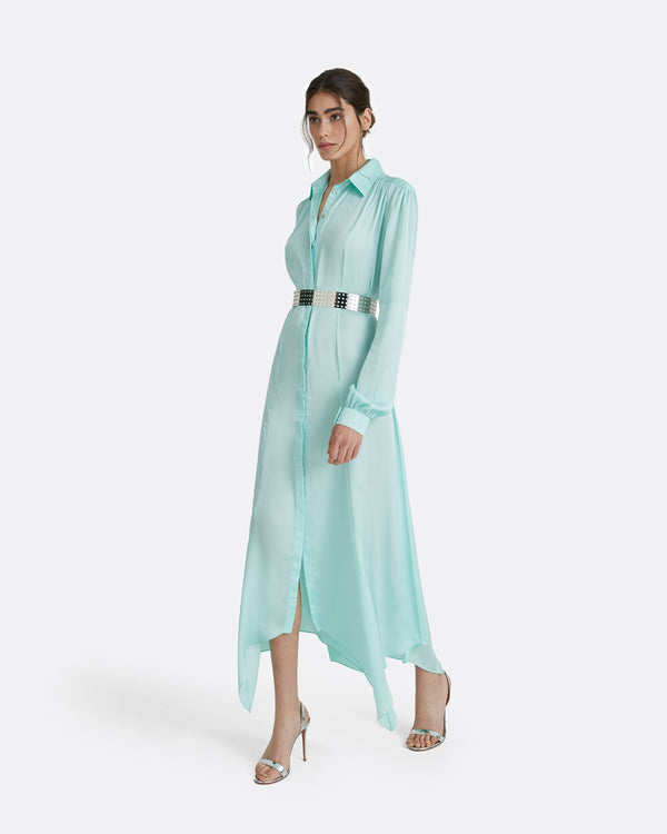 Safiyaa Clio Silver Metal Belt