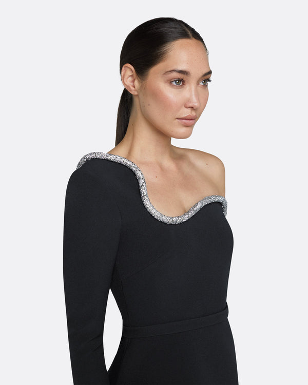 Safiyaa Constanza Black Embroidered Midi Dress