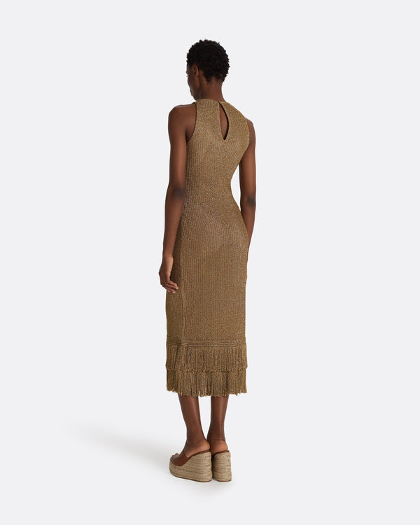 Safiyaa Deidre Gold Knit Dress