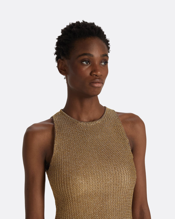 Safiyaa Deidre Gold Knit Dress