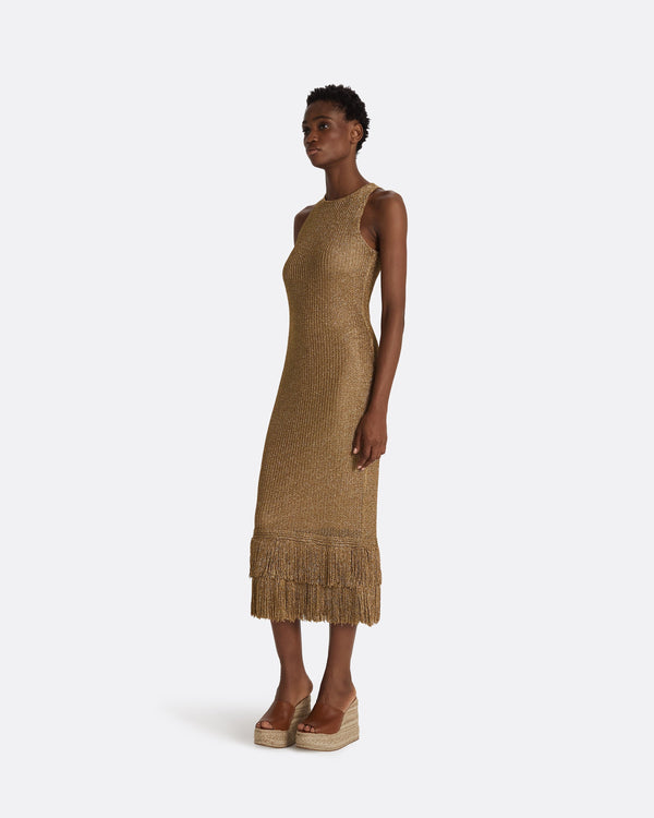 Safiyaa Deidre Gold Knit Dress