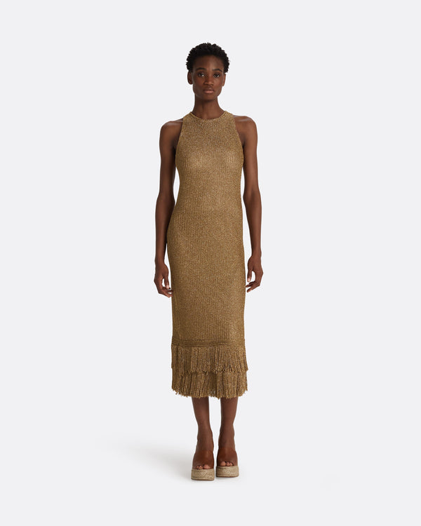 safiyaa Deidre Gold Knit Dress