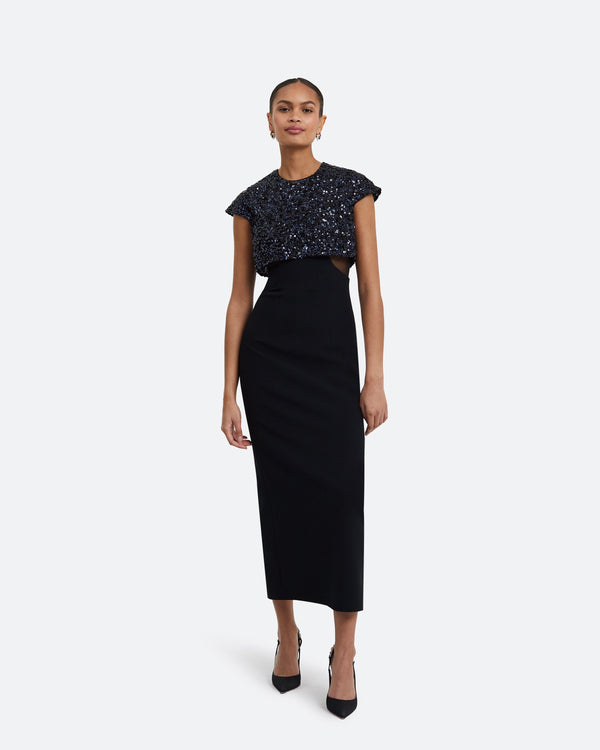 safiyaa Dominica Black Midi Dress