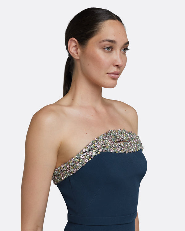 Safiyaa Donatella Ink Blue Long Dress