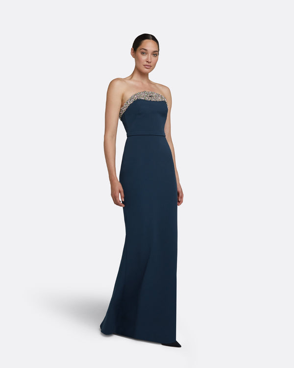 Safiyaa Donatella Ink Blue Long Dress