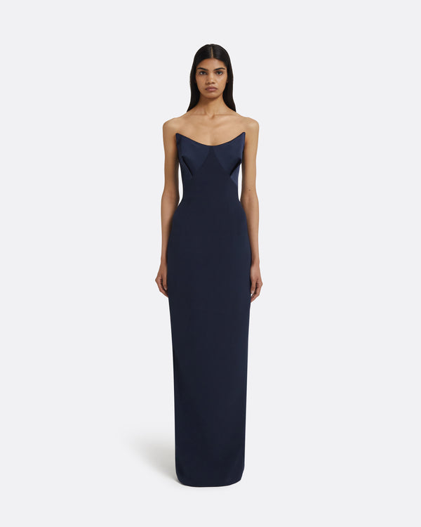 safiyaa Drew Dress Long in Maritime Blue
