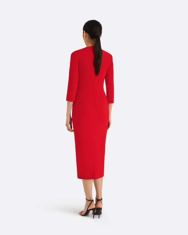 Safiyaa Duan Cherry Red Midi Dress