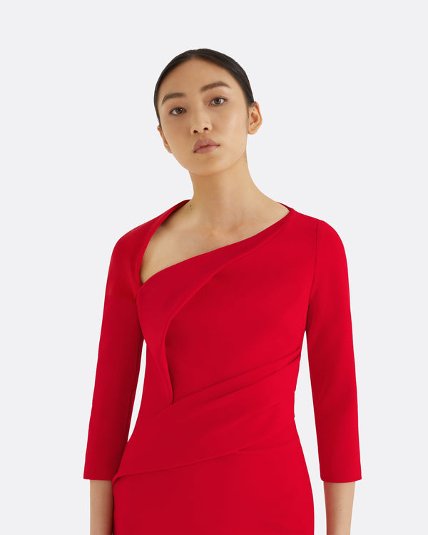 Safiyaa Duan Cherry Red Midi Dress