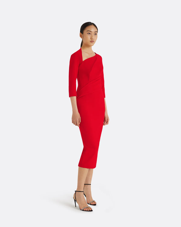 Safiyaa Duan Cherry Red Midi Dress