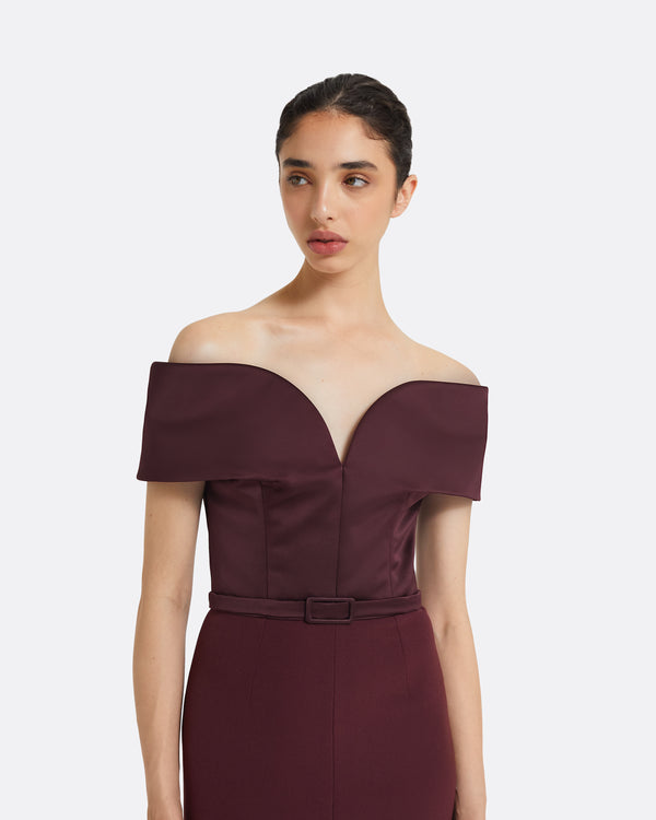 Safiyaa Ebren Wine Midi Dress