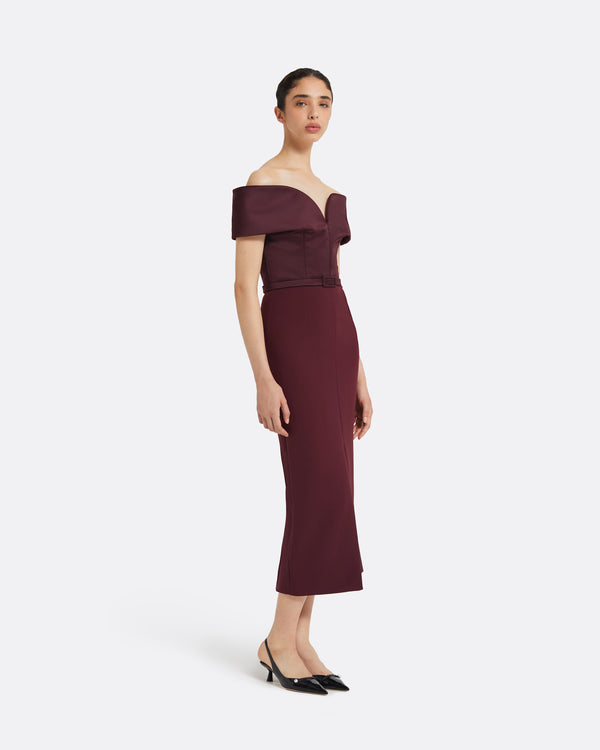 Safiyaa Ebren Wine Midi Dress