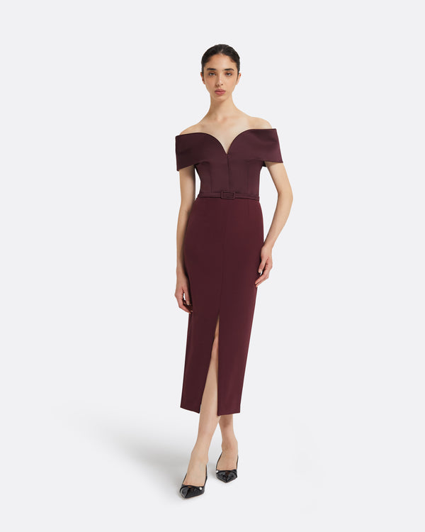 safiyaa Ebren Wine Midi Dress