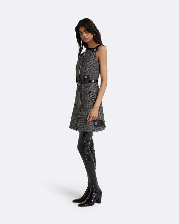 Safiyaa Ele Metallic Greyscale Short Dress