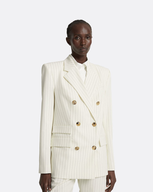 Safiyaa Ellan Ivory Pinstripe Jacket