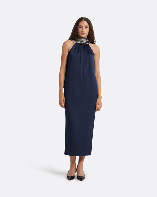 safiyaa Fenix Midnight Navy Midi Dress