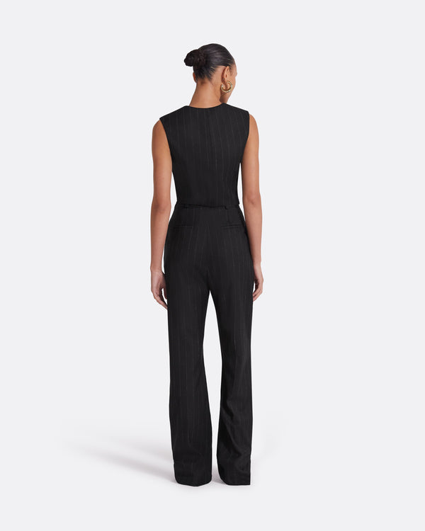 Safiyaa Ferna Black Pinstripe Trousers