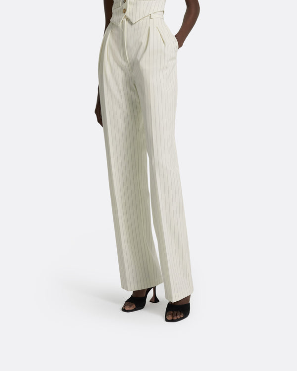 Safiyaa Ferna Ivory Pinstripe Trousers
