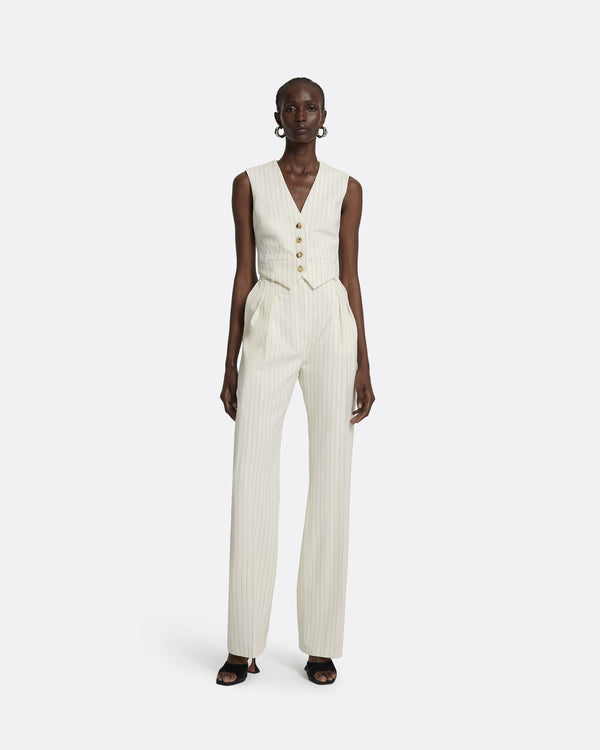 Safiyaa Ferna Ivory Pinstripe Trousers