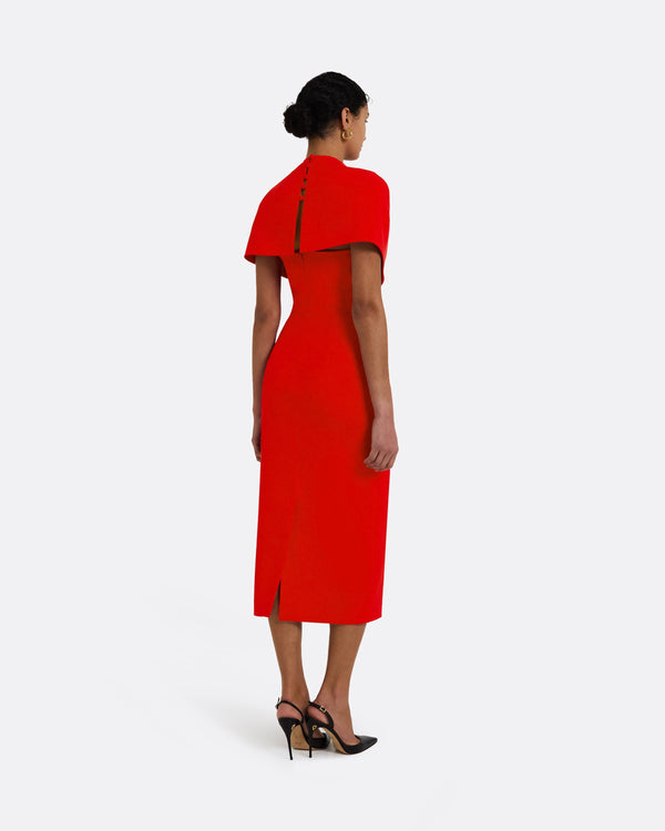 Safiyaa Flora Cherry Red Midi Dress