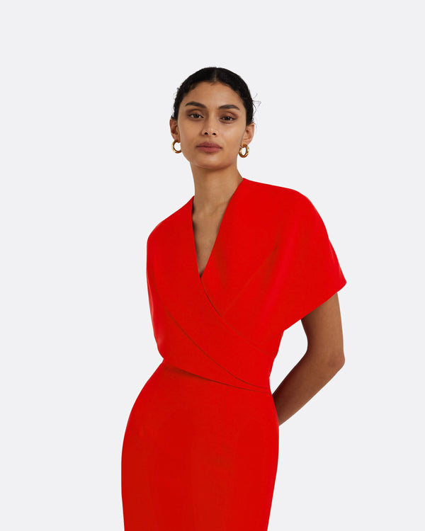 Safiyaa Flora Cherry Red Midi Dress