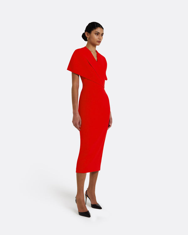 Safiyaa Flora Cherry Red Midi Dress