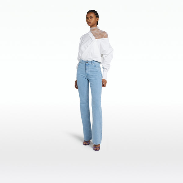 Safiyaa Flora Light Blue Denim Trousers