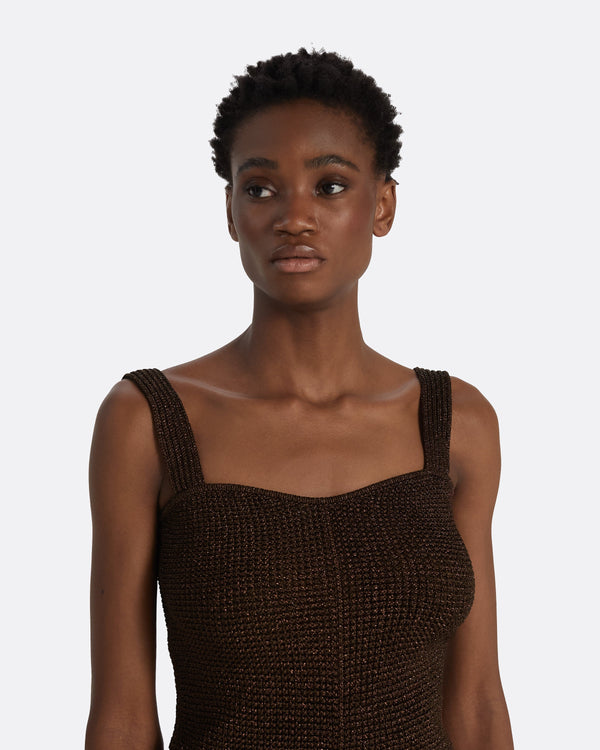 Safiyaa Geena Deep Brown Knit Top
