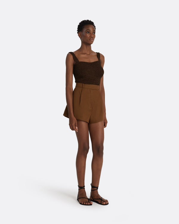 Safiyaa Geena Deep Brown Knit Top